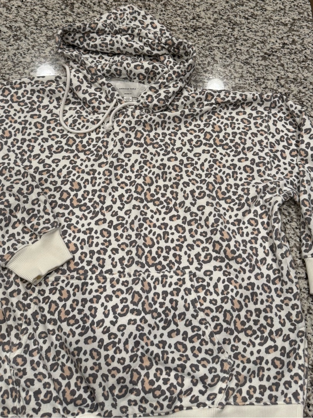 American Eagle Outfitters Leopard Print Hoodie - Cream, Brown, Black